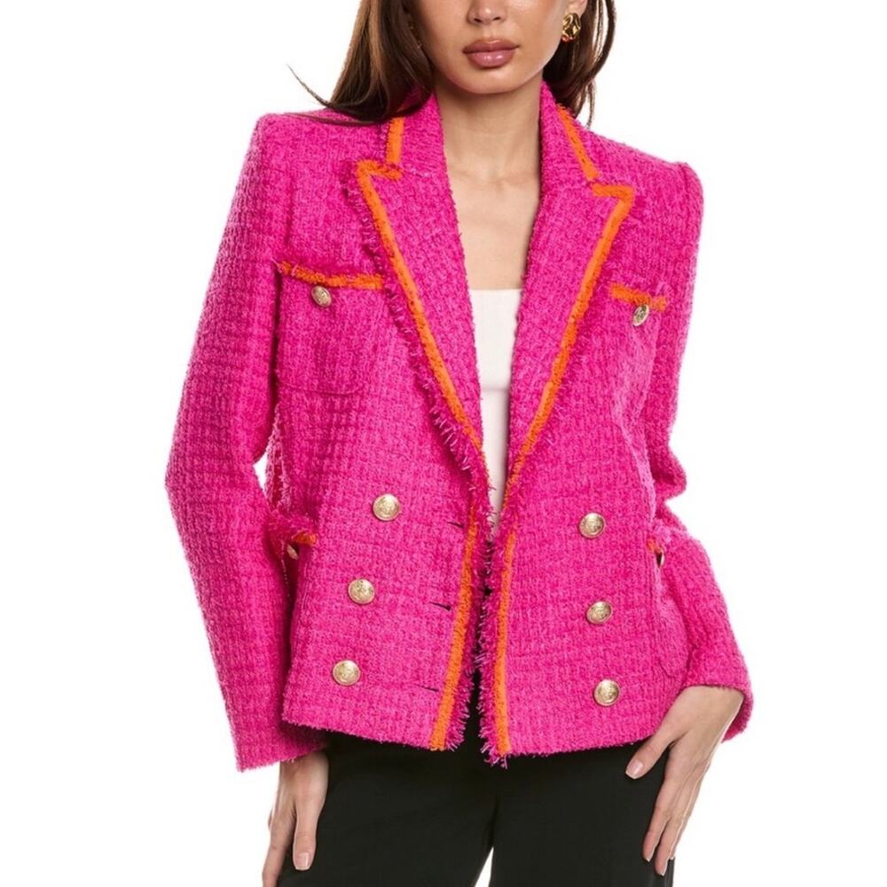 L'AGENCE Alectra Pink Textured Fringe Jacket - Size 4 (New)